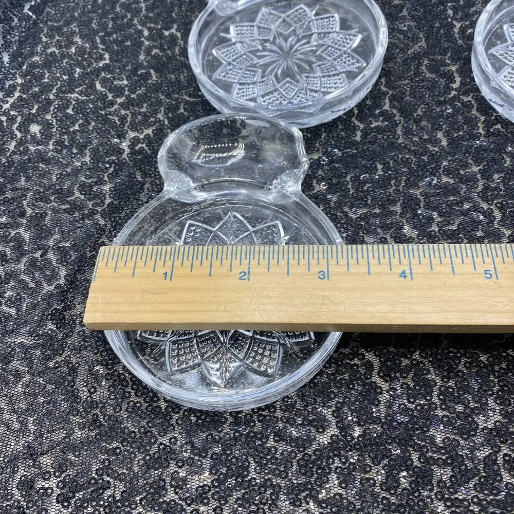 FOSTORIA Glass Bridge Coaster W Tea Bag/Ash Tray/ Spoon Rest Set Of 3